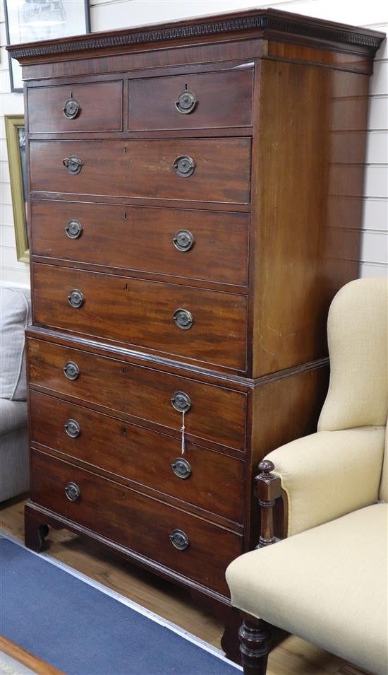 A George III mahogany chest on chest W.107cm